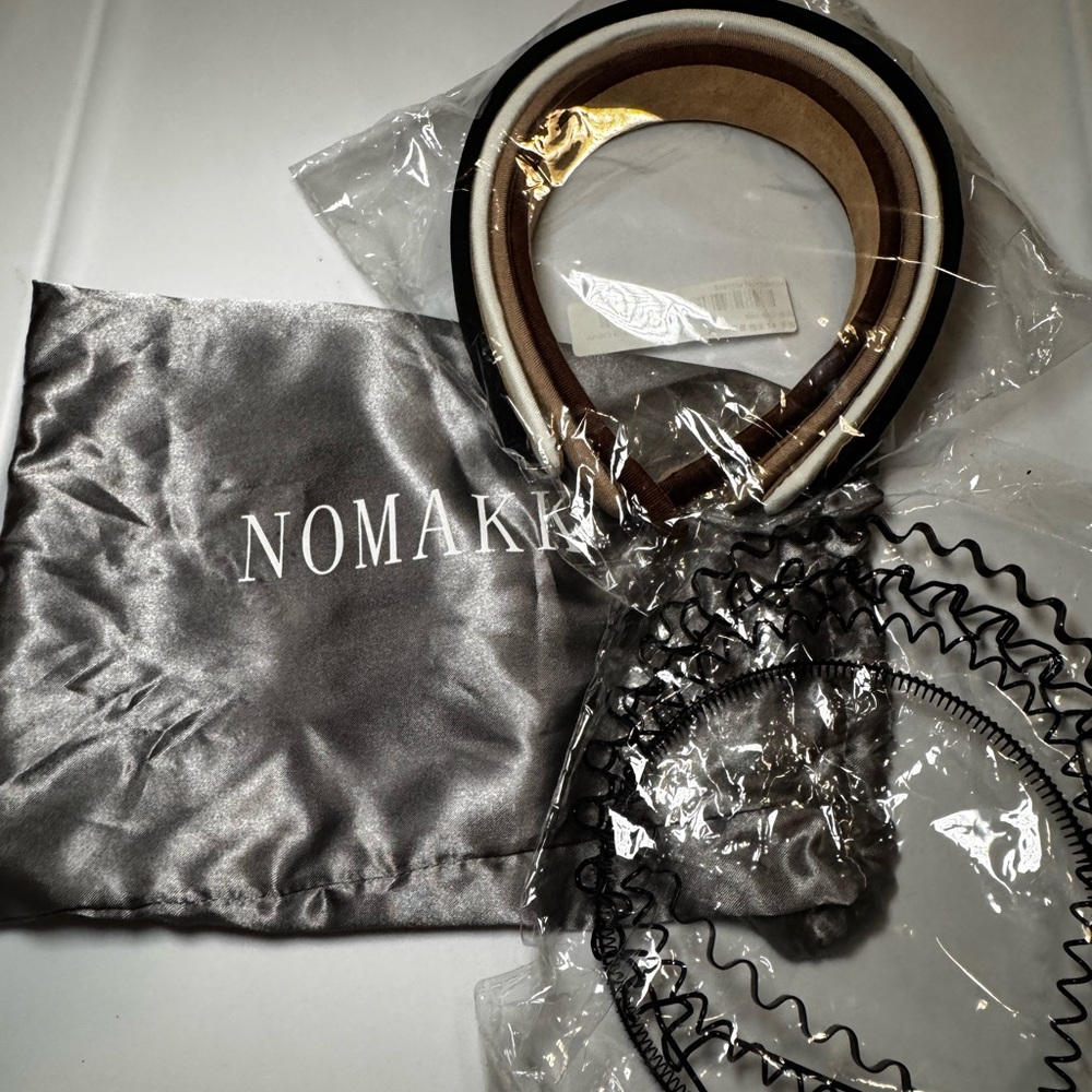 Black and Neutral Metal and Fabric Headband Set